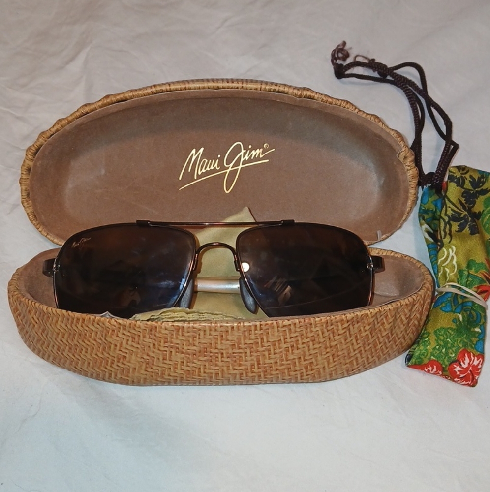Maui Jim Dark Brown Sunglasses with Woven Case